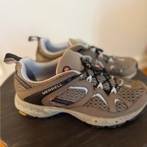 Merrell Tan and Gray Trail Shoes